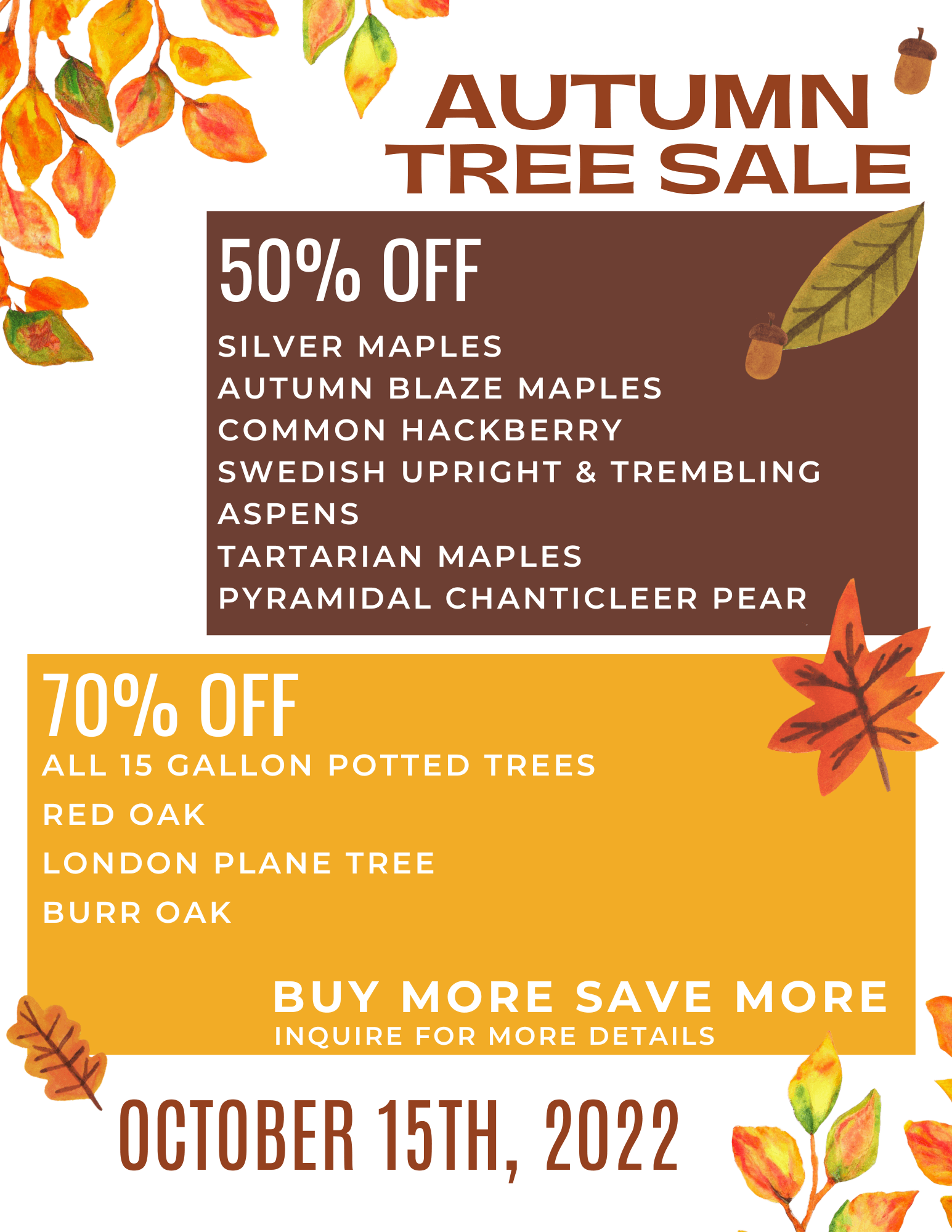 Orange Watercolor Leaves Autumn Sale Flyer